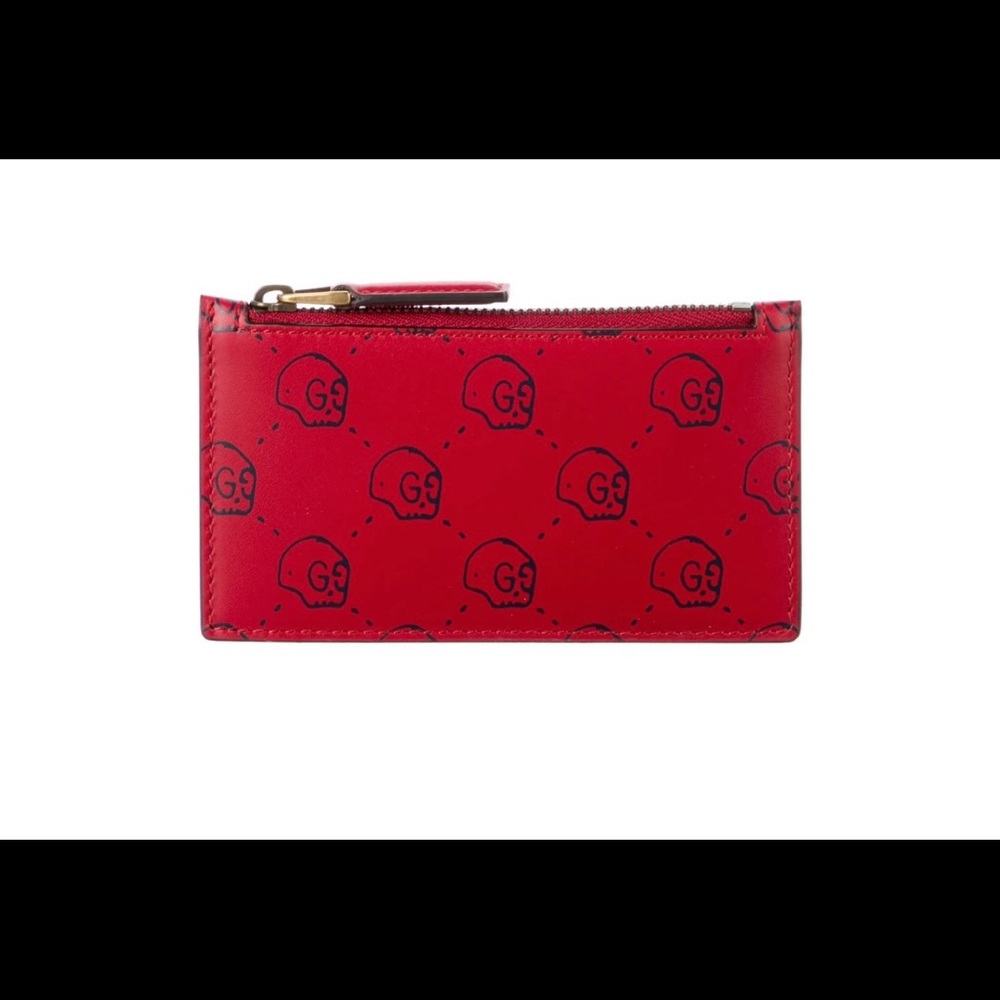 Gucci Red Leather Zip Pouch